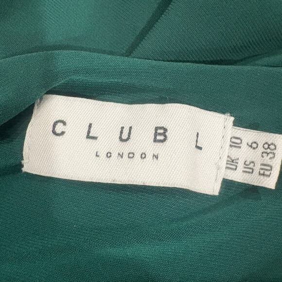 Club L London Forever Dreaming Green Halterneck Split Ruched Maxi Dress Large - Picture 6 of 7